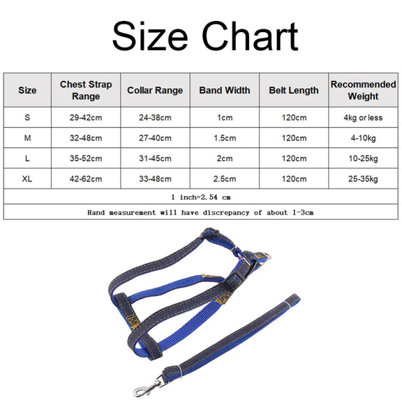 BG-Q1025 Leash+Chest Strap+Collar Thickened Strong Denim Pet Dog Leash Set, Size: XL(Black)