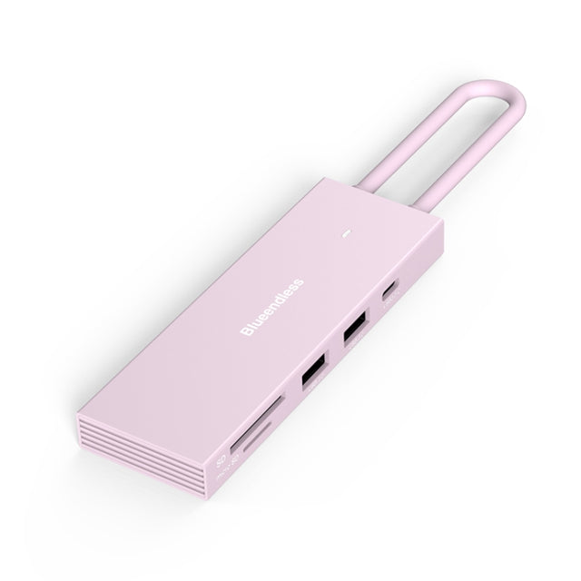 Blueendless 4K60Hz + Data Port Type-C Docking Station USB3.0 Splitter, Spec: 7-in-1 Card Reading Pink