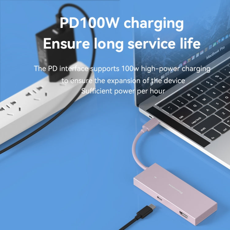 Blueendless 4K60Hz + Data Port Type-C Docking Station USB3.0 Splitter, Spec: 6-in-1 Gray