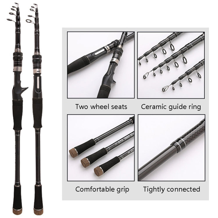 Carbon Telescopic Luya Rod Short Section Fishing Throwing Rod, Length: 2.1m(Straight Handle)