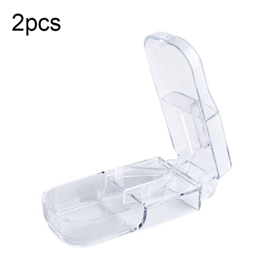 2pcs R8335 Transparent Medicine Cutter Food Grade Plastic Split Cartridge Pill Separator(Transparent)