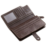 BULL CAPTAIN 028 Long Buckle Retro Cowhide Multi-Function Wallet (Coffee)