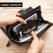 BULL CAPTAIN 028 Long Buckle Retro Cowhide Multi-Function Wallet (Coffee)
