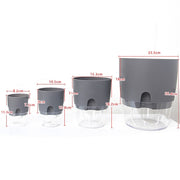 Transparent Plastic Double-Layer Water Storage Automatic Water-Absorbing Flowerpot, Size: A703 Caliber 8.2cm(Gray Transparent Basin)