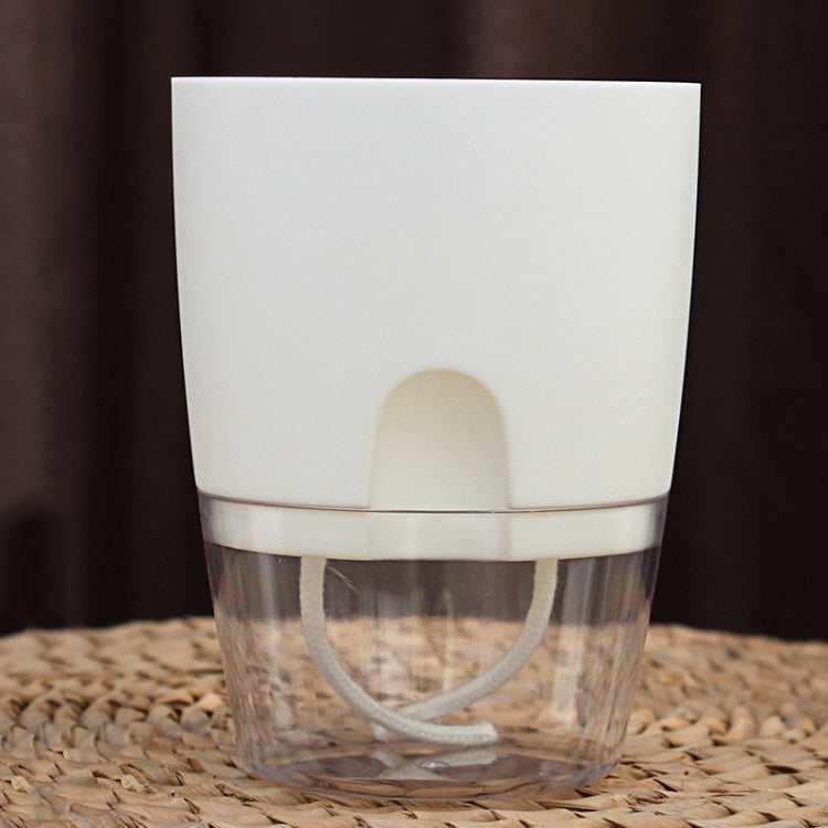 Transparent Plastic Double-Layer Water Storage Automatic Water-Absorbing Flowerpot, Size: A705 Caliber 10.5cm(White Transparent Basin)