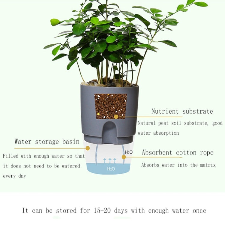 Transparent Plastic Double-Layer Water Storage Automatic Water-Absorbing Flowerpot, Size: A705 Caliber 10.5cm(Gray Transparent Basin)