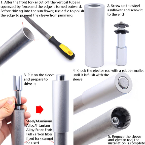 Mountain Road Bicycle Headset Installation Tool Steel Flower Core Installation Sleeve Tool(Sun Flower Tool)