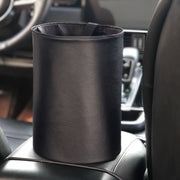2 PCS Leather Foldable Car Trash Can Mini Chair Back Suspended Water-resistant Trash Can(Black)