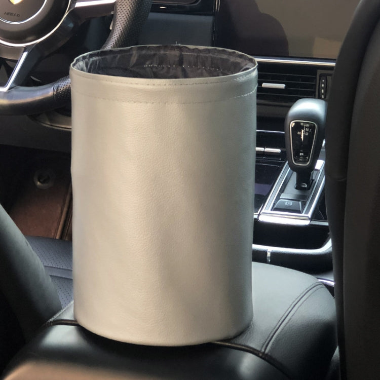 2 PCS Leather Foldable Car Trash Can Mini Chair Back Suspended Water-resistant Trash Can(Gray)