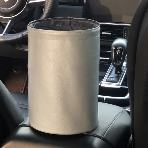 2 PCS Leather Foldable Car Trash Can Mini Chair Back Suspended Water-resistant Trash Can(Gray)