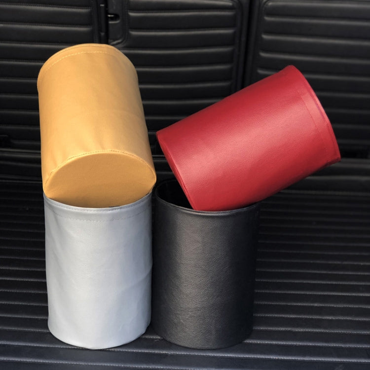 2 PCS Leather Foldable Car Trash Can Mini Chair Back Suspended Water-resistant Trash Can(Gray)