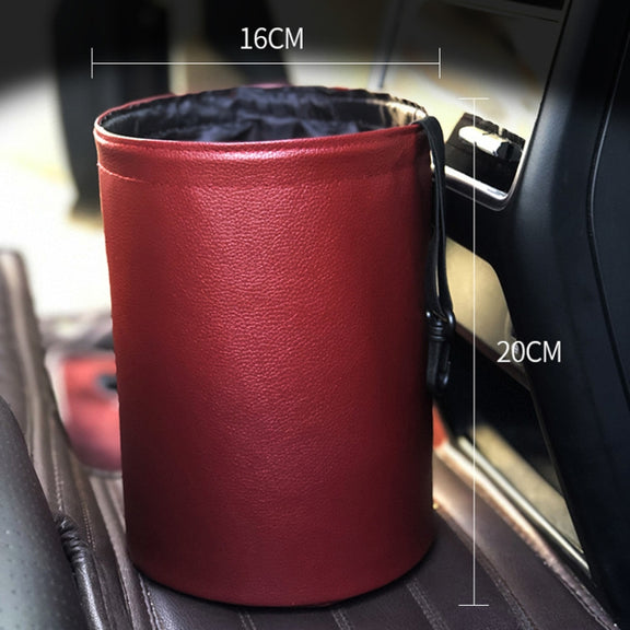 2 PCS Leather Foldable Car Trash Can Mini Chair Back Suspended Water-resistant Trash Can(Gray)