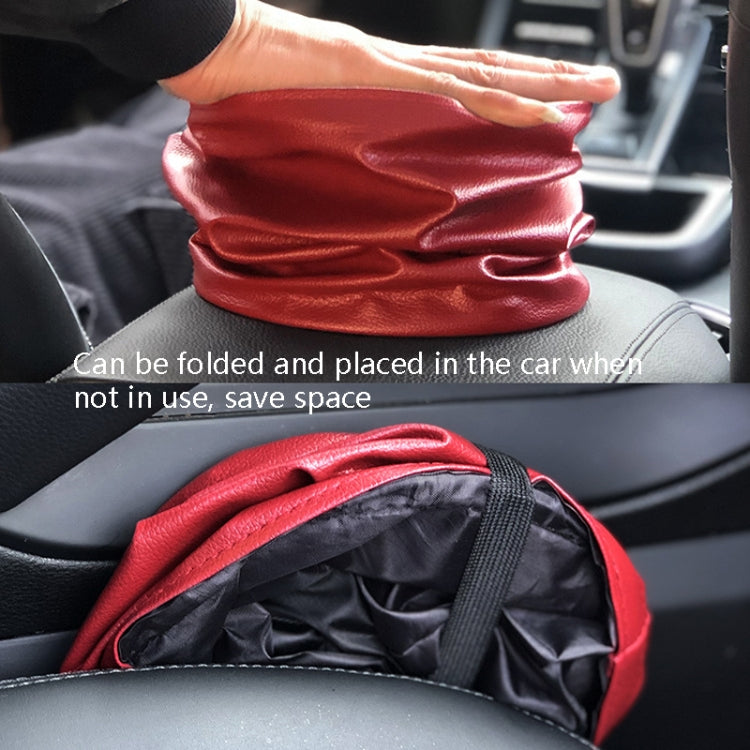 2 PCS Leather Foldable Car Trash Can Mini Chair Back Suspended Water-resistant Trash Can(Gray)
