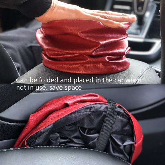 2 PCS Leather Foldable Car Trash Can Mini Chair Back Suspended Water-resistant Trash Can(Gray)