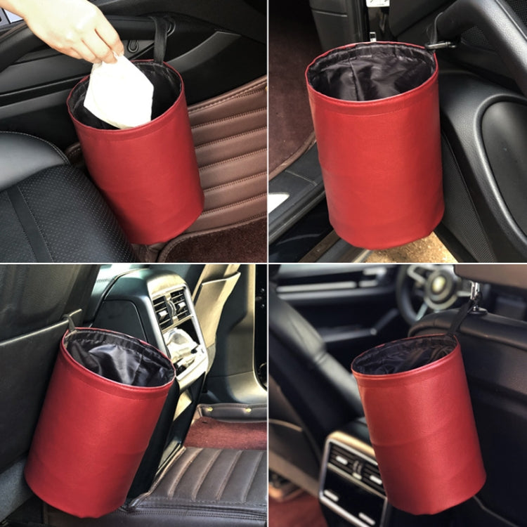 2 PCS Leather Foldable Car Trash Can Mini Chair Back Suspended Water-resistant Trash Can(Gray)