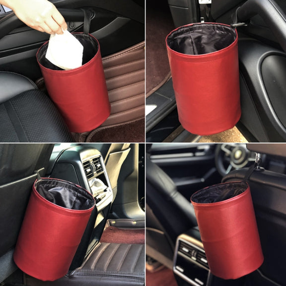 2 PCS Leather Foldable Car Trash Can Mini Chair Back Suspended Water-resistant Trash Can(Gray)