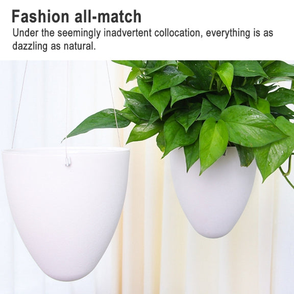 Wire Hanging Plastic Flowerpot With Automatic Water Absorption And Frosted Surface(D09 Caliber 19cm)