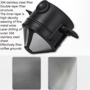 Coffee Filter Travel Convenient Foldable Double Filter(Black)