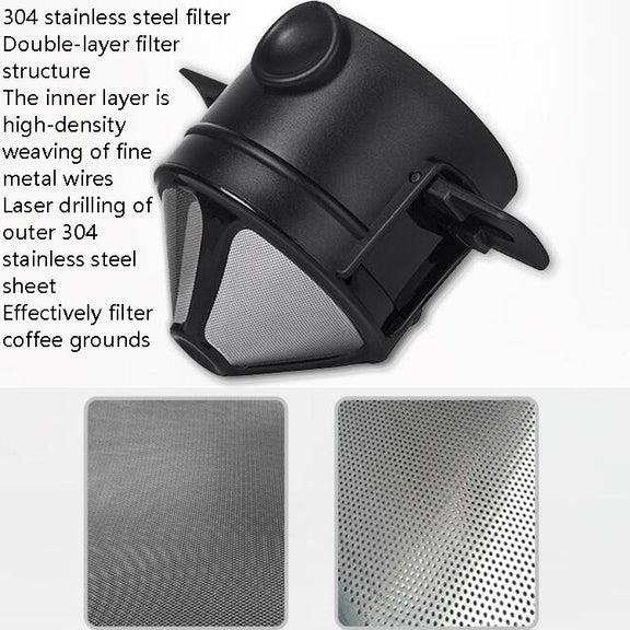 Coffee Filter Travel Convenient Foldable Double Filter(Black)
