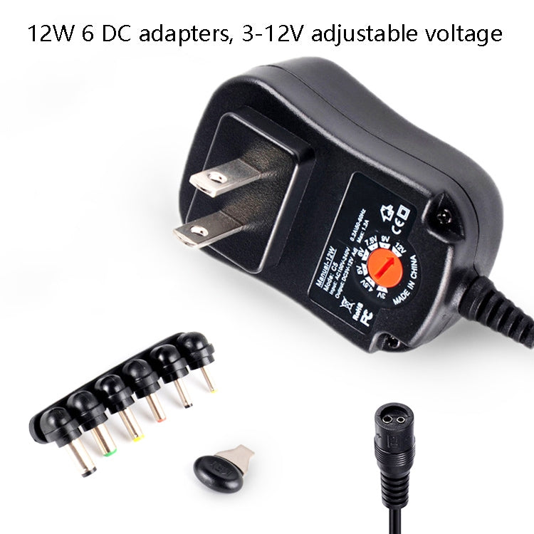 C5 3-12V 12W Adjustable Voltage Regulated Switch Power Supply Power Adapter Multifunction Charger With DC Tips(US Plug)