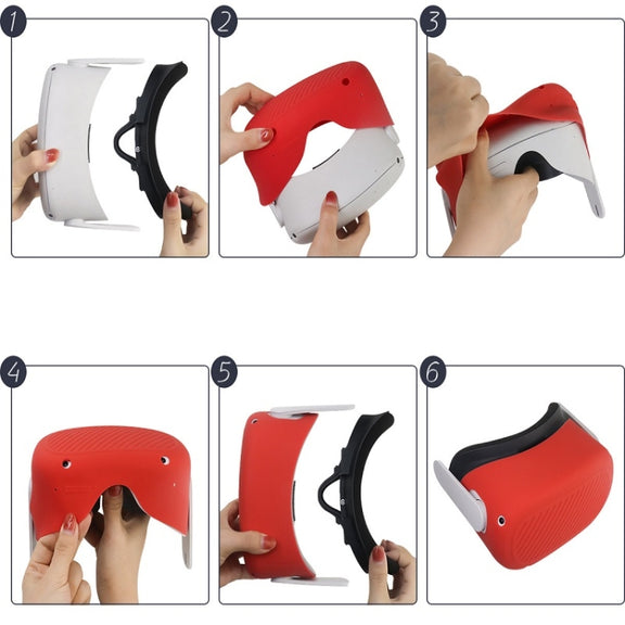 VR Glasses Silicone Water-resistant Dust-Proof And Fall-Proof Protective Shell For Meta Quest(Red)