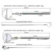 Car Repair Detection Mirror Universal Folding Telescopic Mirror Welding Chassis Inspection Mirror, Model: Silver 30mm