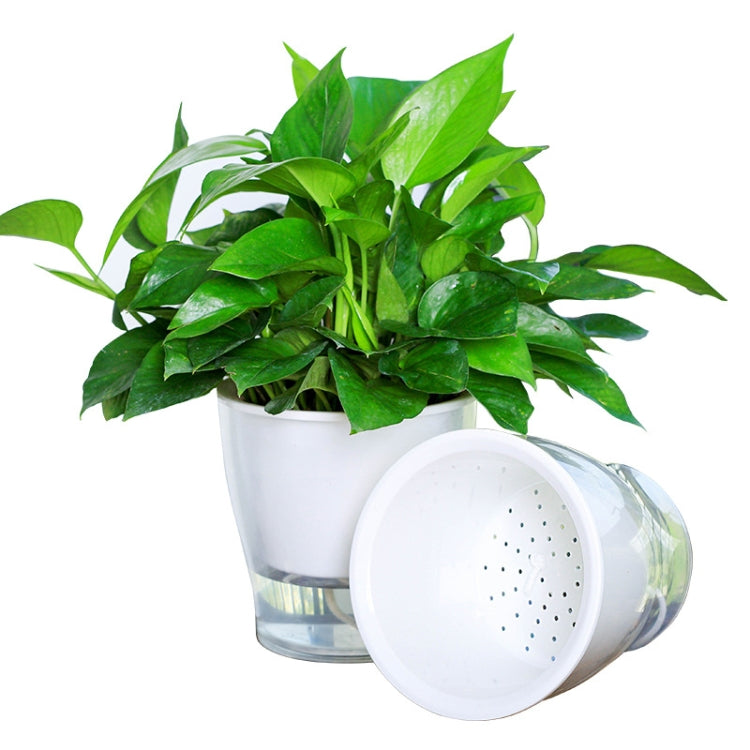 Fully Transparent Hydroponic Flower Pots Water Level Visible Non-Broken Glue Self-Absorbent Plastic Flower Pots, Size: W09 Caliber 17.5cm(Full Transparency)