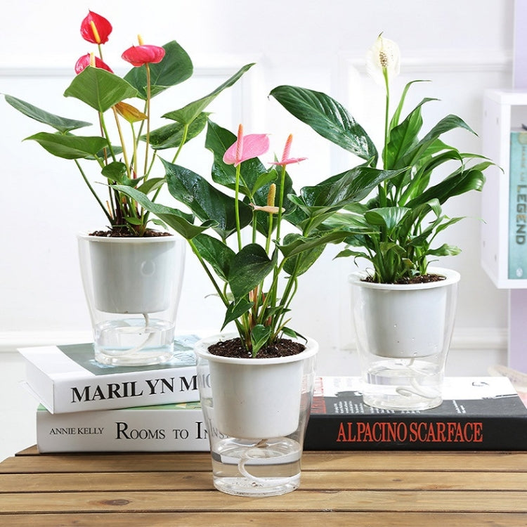 Fully Transparent Hydroponic Flower Pots Water Level Visible Non-Broken Glue Self-Absorbent Plastic Flower Pots, Size: W09 Caliber 17.5cm(Full Transparency)