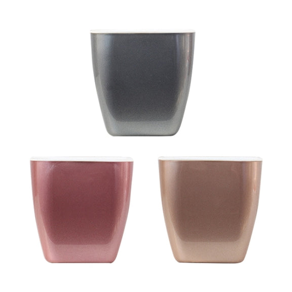 Imitation Metal Colorful Water Storage Plastic Flowerpot, Size: G105 Small Pot(Square Silver Grey)