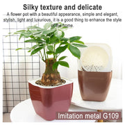 Imitation Metal Colorful Water Storage Plastic Flowerpot, Size: G105 Small Pot(Square Silver Grey)