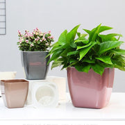 Imitation Metal Colorful Water Storage Plastic Flowerpot, Size: G105 Small Pot(Square Silver Grey)