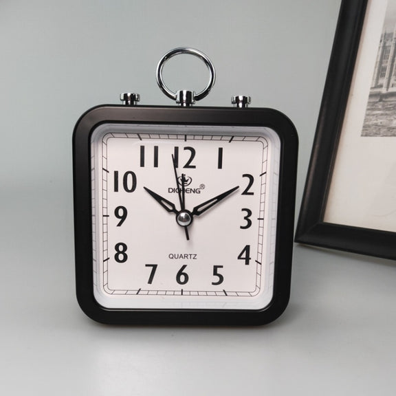 Candy Color Office Home Student Square Alarm Clock(Black)