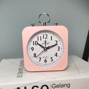 Lazy Silent Small Alarm Clock Office Home Desktop Clock(Pink)