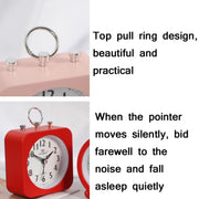 Lazy Silent Small Alarm Clock Office Home Desktop Clock(Pink)