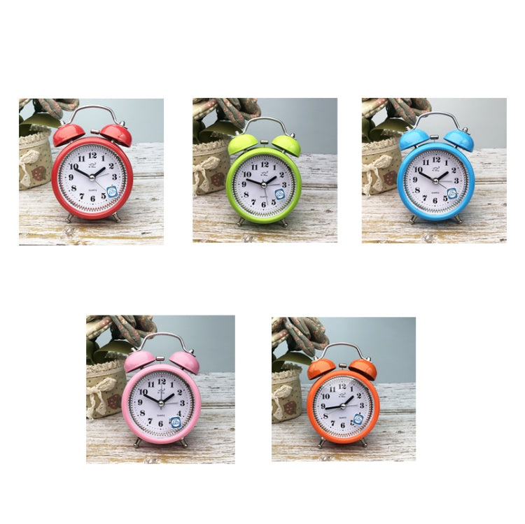 3 Inch Metal Bell Alarm Clock With Night Light Student Bedside Fashion Clock(Blue)