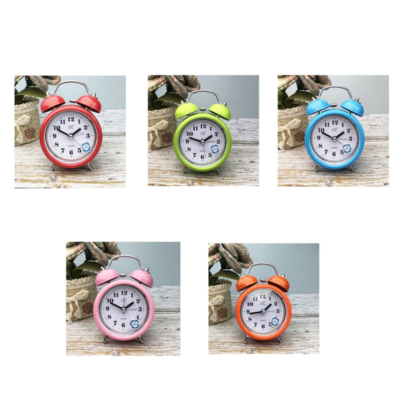 3 Inch Metal Bell Alarm Clock With Night Light Student Bedside Fashion Clock(Blue)