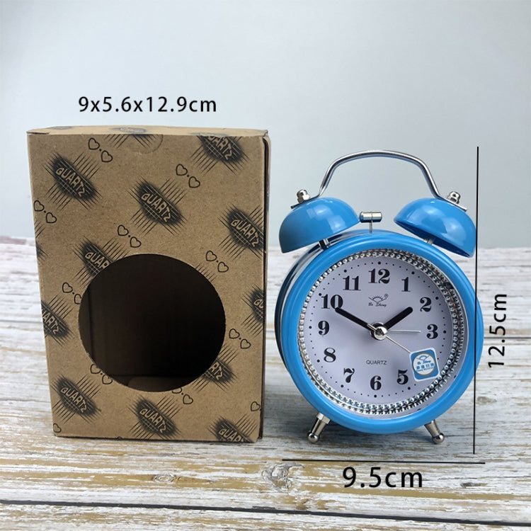 3 Inch Metal Bell Alarm Clock With Night Light Student Bedside Fashion Clock(Blue)