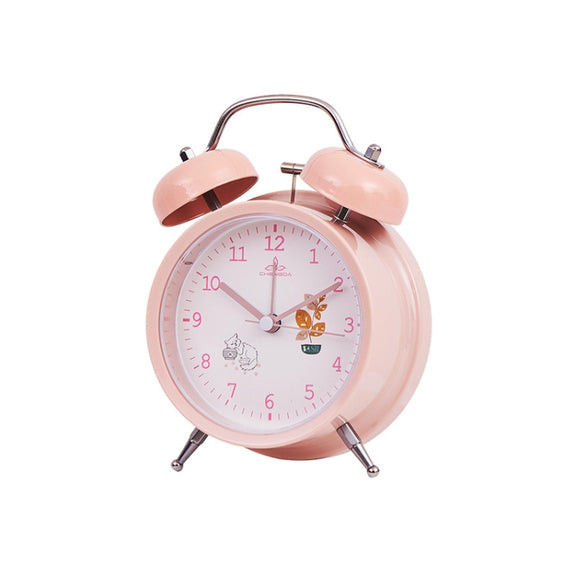 Student Cute Style Bell Alarm Clock Bedside Mute Clock With Light Specification��� Y34 3 Inch (Pink)