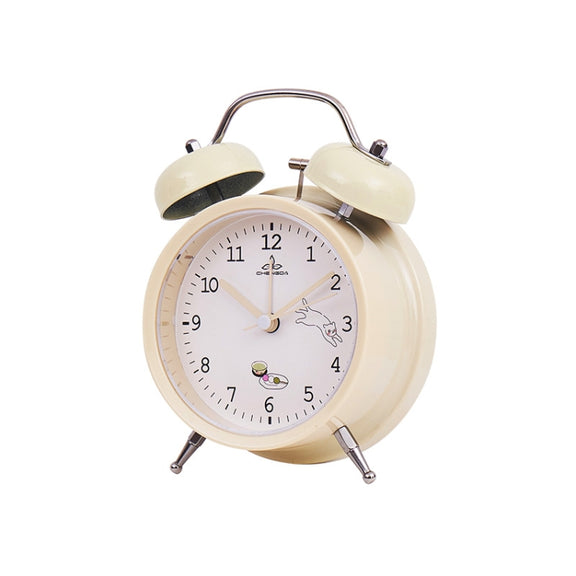 Student Cute Style Bell Alarm Clock Bedside Mute Clock With Light Specification��� Y34 3 Inch (Beige)