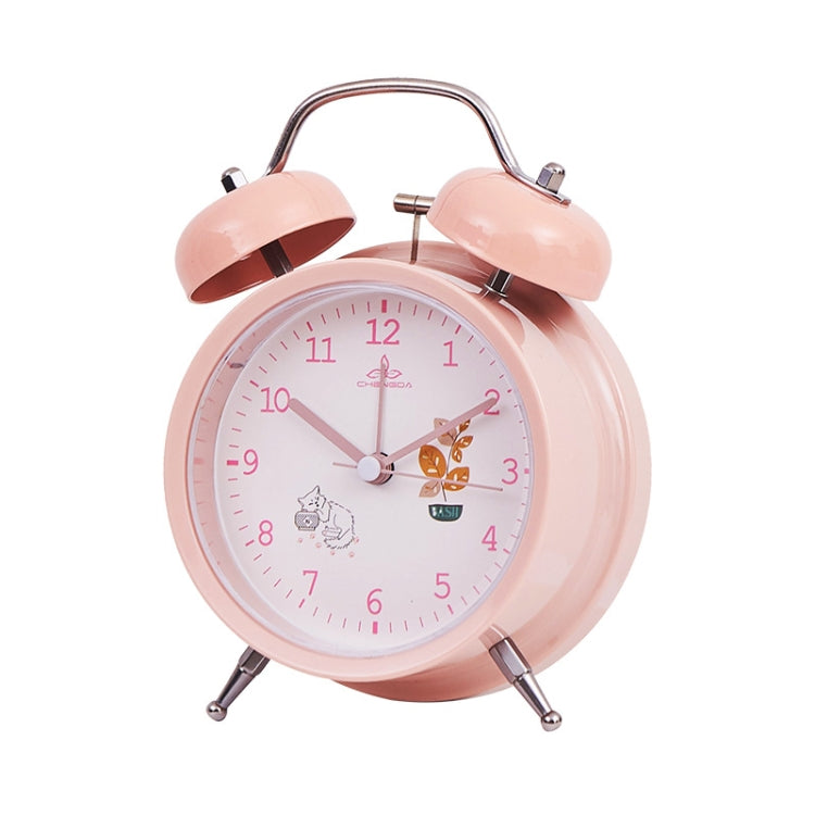Student Cute Style Bell Alarm Clock Bedside Mute Clock With Light Specification��� Y36 4 Inch (Pink)
