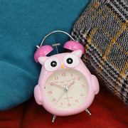 3 Inch Children Cartoon Owl Luminous Silent Bedside Snooze Small Alarm Clock(Light Blue)