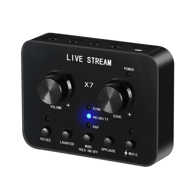 X7 Sound Card Voice Changer Mobile Phone And Computer Compatible With External Electronic Voice Call Microphone Live Sound Card(English Version)
