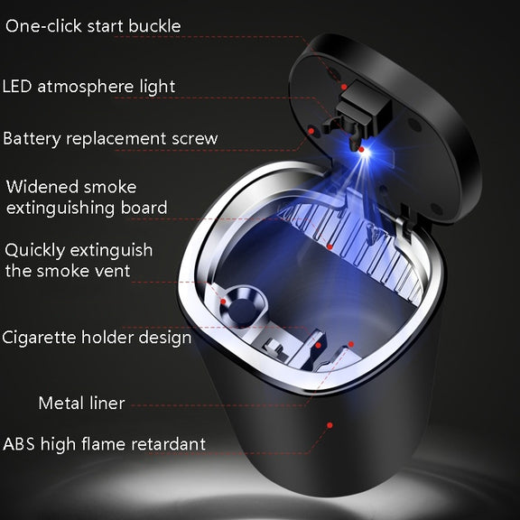 2 PCS  Car Ashtray With Cover Hanging Invisible With LED Light Car Ashtray(Board)