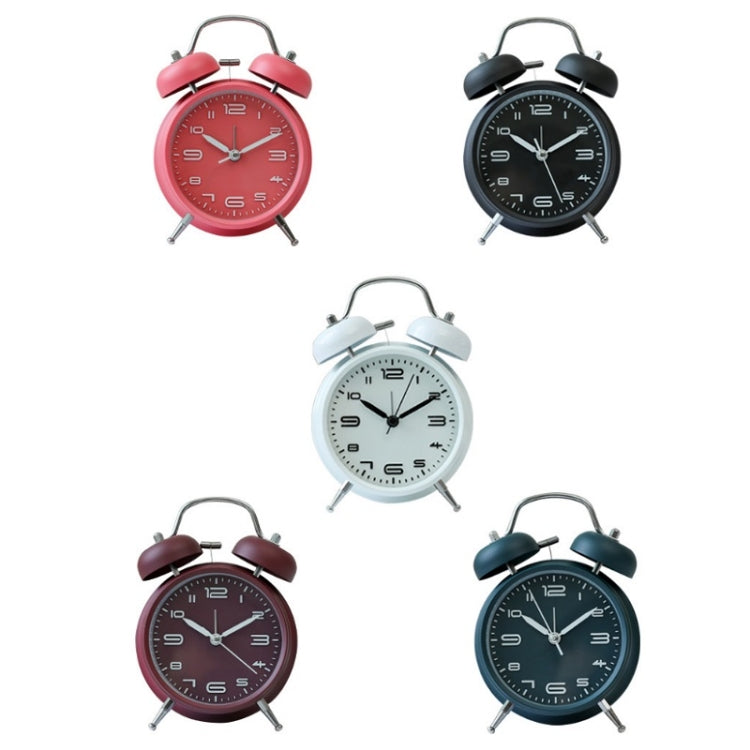 3304T Bedroom Bedside Multifunctional Bell Metal Alarm Clock With Night Light(White)