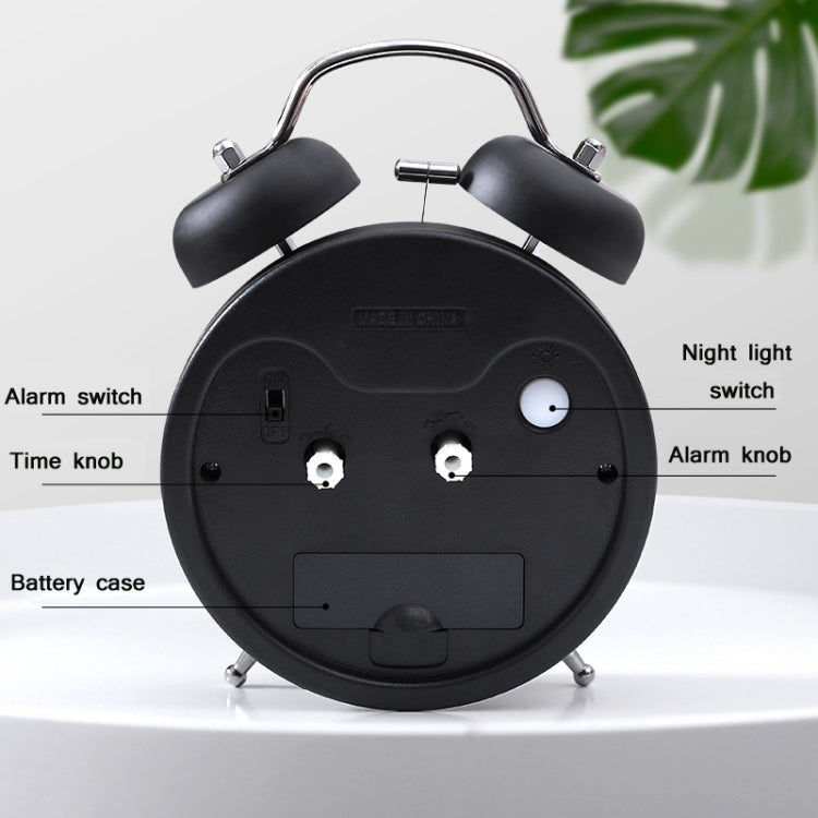 3304T Bedroom Bedside Multifunctional Bell Metal Alarm Clock With Night Light(Wine Red)