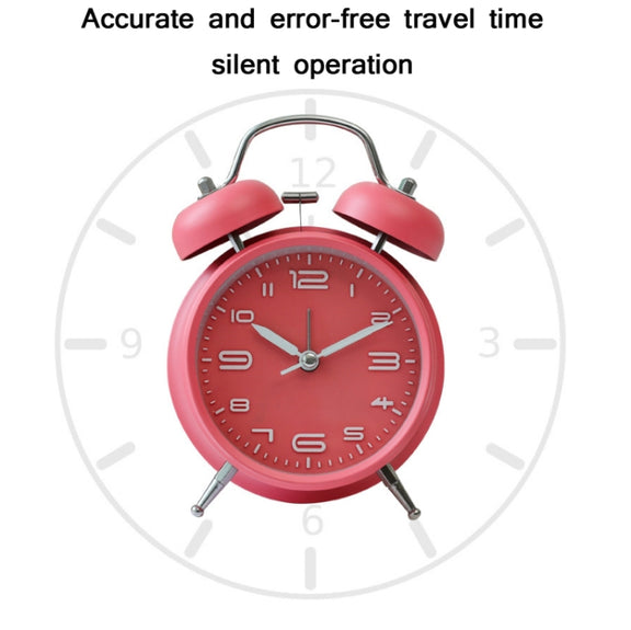 3304T Bedroom Bedside Multifunctional Bell Metal Alarm Clock With Night Light(White)