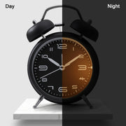 3304T Bedroom Bedside Multifunctional Bell Metal Alarm Clock With Night Light(Navy Blue)