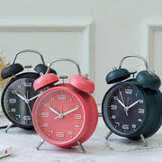 3304T Bedroom Bedside Multifunctional Bell Metal Alarm Clock With Night Light(White)