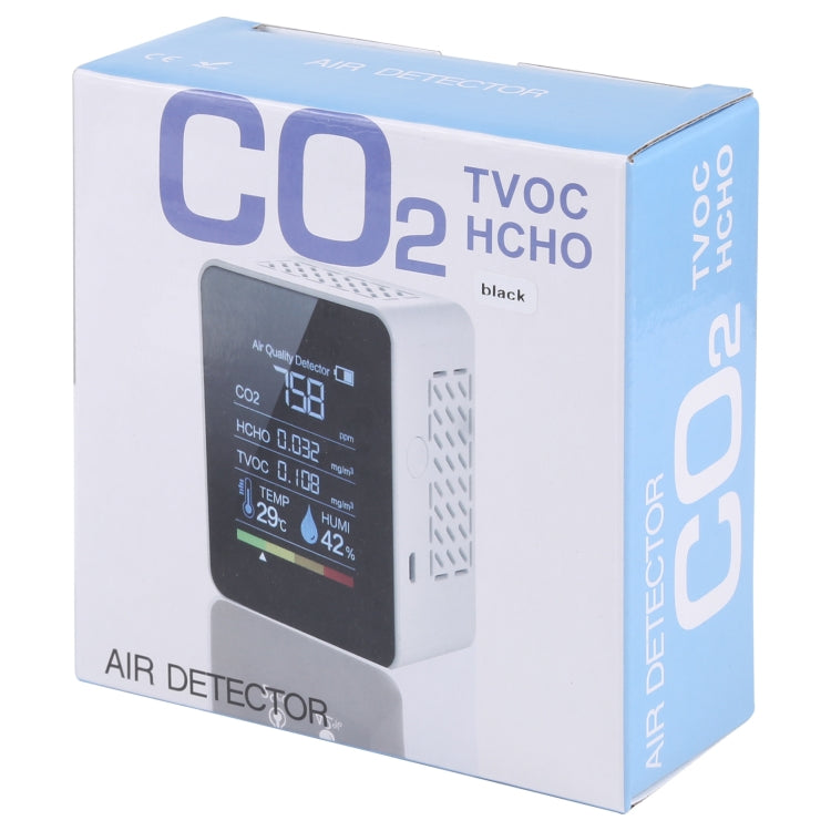 TVOC1 Portable CO2 Air Quality Formaldehyde Carbon Dioxide Detector Indoor Temperature Hygrometer with LED Digital Display(Black)