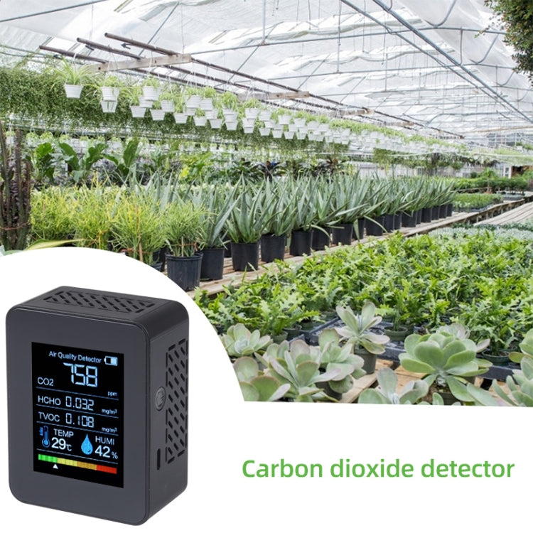 TVOC1 Portable CO2 Air Quality Formaldehyde Carbon Dioxide Detector Indoor Temperature Hygrometer with LED Digital Display(Black)